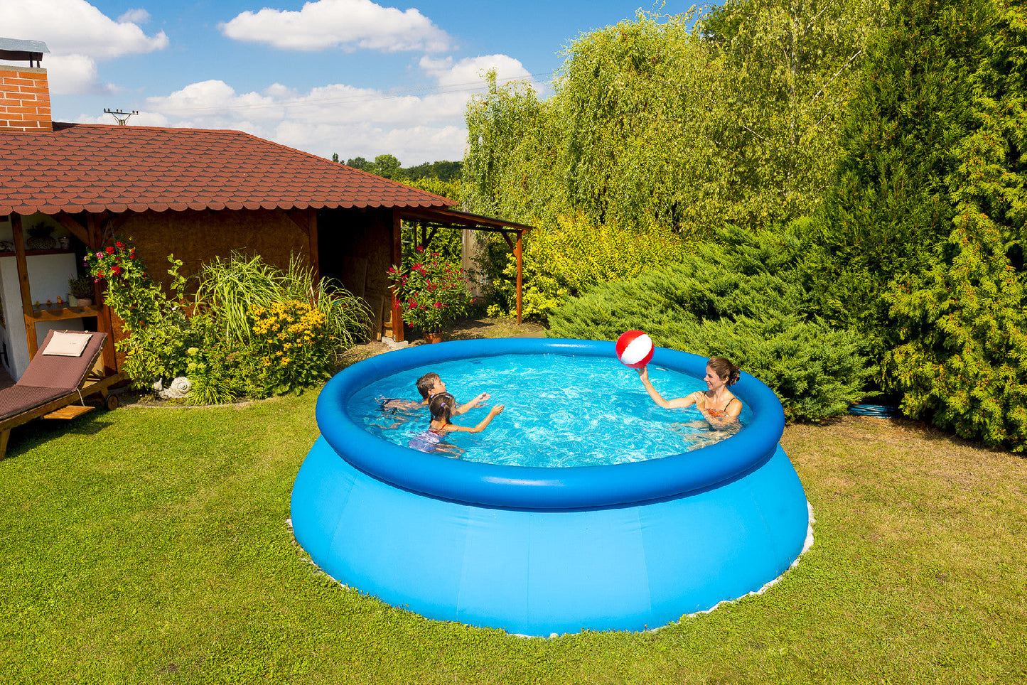 MINI POOL set - 3.66m x 84cm med patron filter pump 12V - 2,2m3