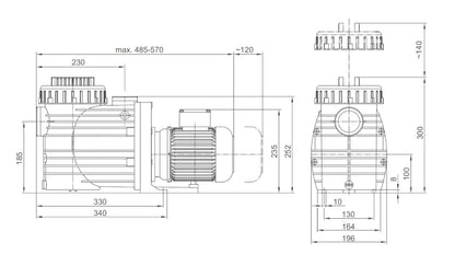 Poolpump Pahlen SBM 0,3-1,3 kW 3-fas