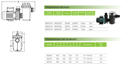 Pump Poolstyle 0,5HP – 1,2HP